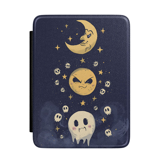 Crescent Moon Ghosts Kindle Case | Spooky Cute Halloween E-Reader Cover