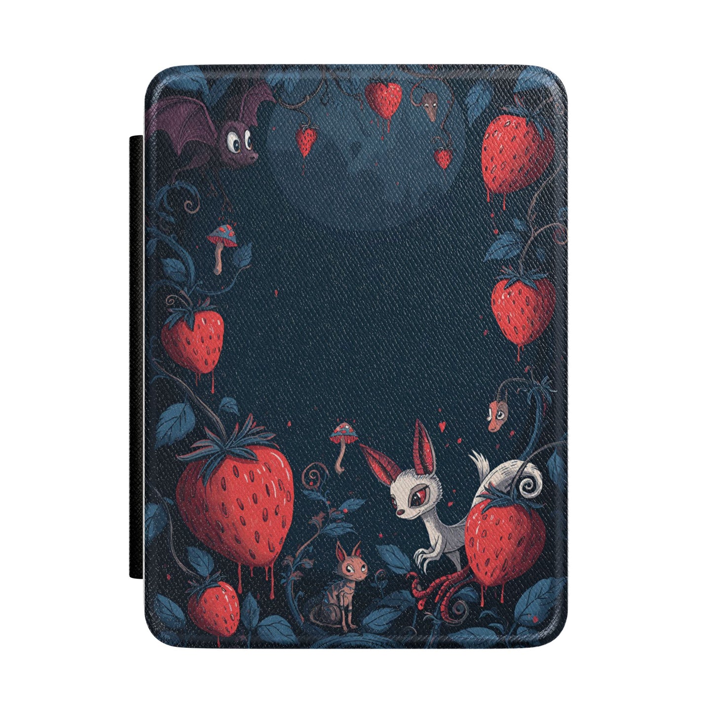 Strawberry Forest Animals Kindle Case | Bunny, Mouse & Bat Illustration