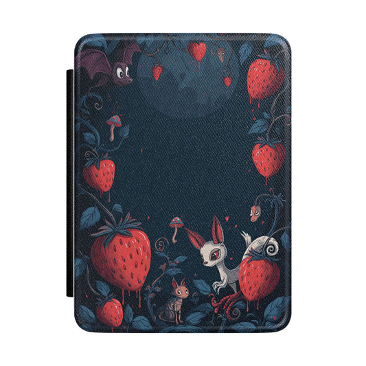 Strawberry Forest Animals Kindle Case | Bunny, Mouse & Bat Illustration