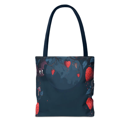 Strawberry Forest Bunny tote bag | whimsical woodland illustration