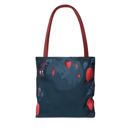 Strawberry Forest Bunny tote bag | whimsical woodland illustration