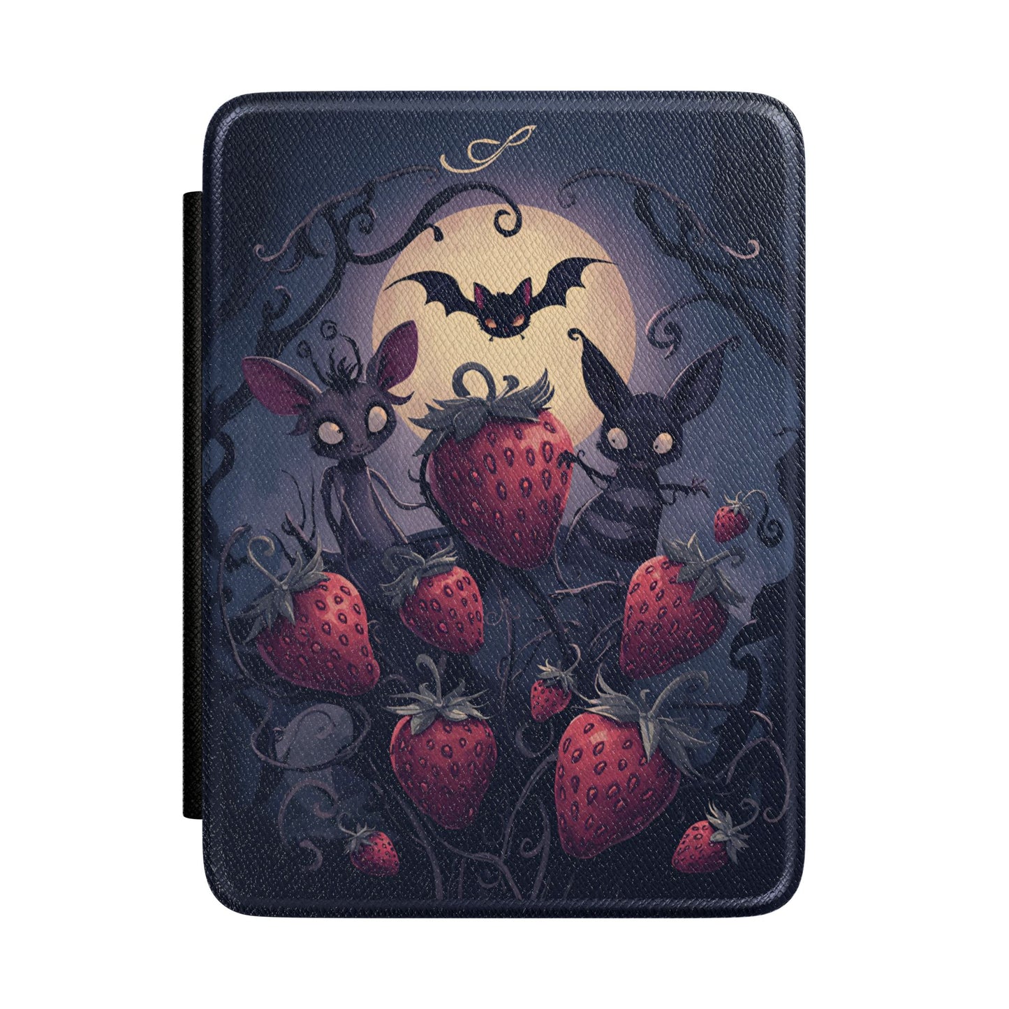 Strawberry Bats Kindle Case | Cute Gothic Moonlight Illustration