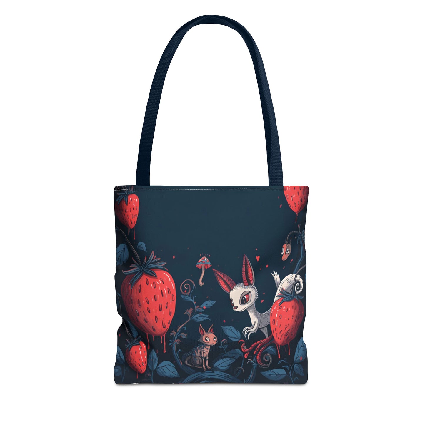 Strawberry Forest Bunny tote bag | whimsical woodland illustration