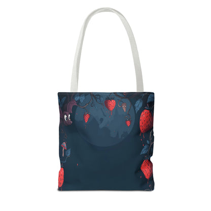 Strawberry Forest Bunny tote bag | whimsical woodland illustration