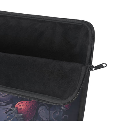 Moonlit Bats and Strawberries Laptop Sleeve | Gothic Night Illustration