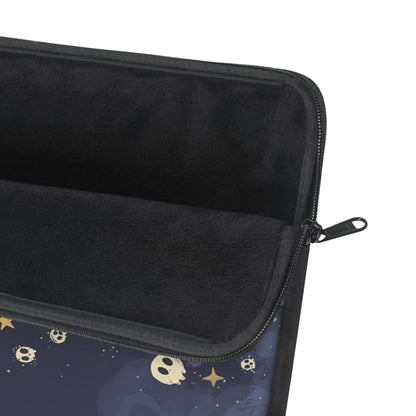 Crescent Moon Faces Laptop Sleeve | Cute Celestial Skulls Stars