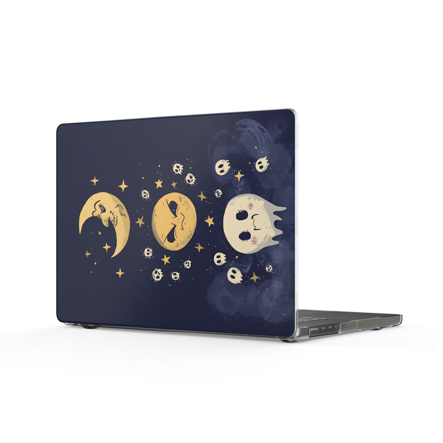 Crescent Moon and Ghosts MacBook Case | Cute Spooky Night Sky Laptop Sleeve