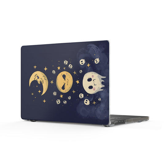Crescent Moon and Ghosts MacBook Case | Cute Spooky Night Sky Laptop Sleeve